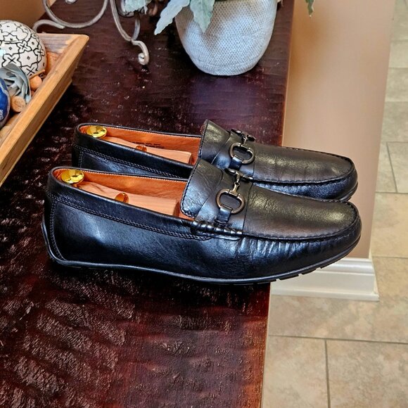 Tasso Elba Men's Soft Leather Horsebit Loafers, Black, Sz 12 - Picture 1 of 16